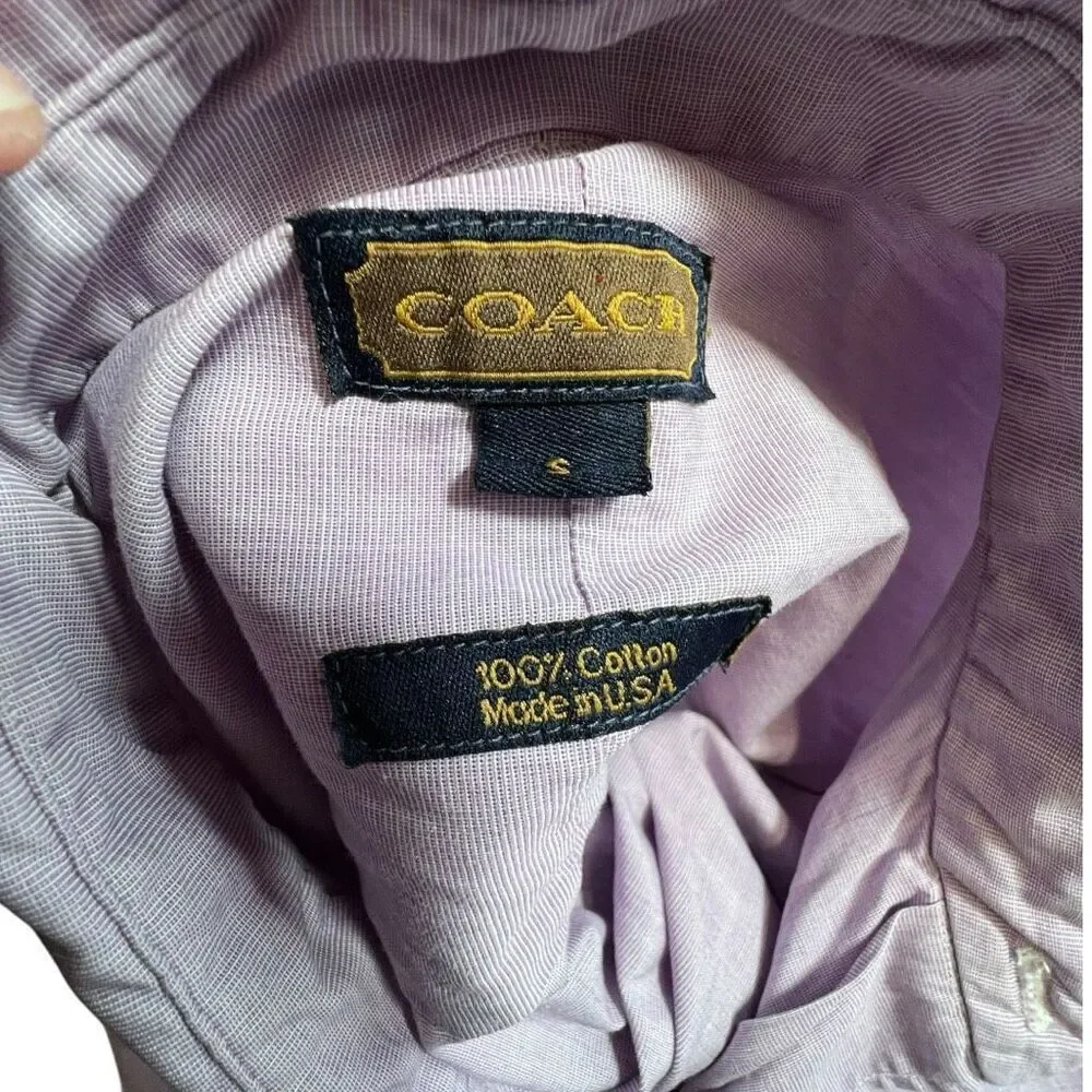 Coach Men's 100% Cotton Long Sleeve Button Up Dress Shirt Pink Size Small - Picture 4 of 11